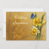 Blue Butterfly op Daffodils Invitation Card Kaart (Voorkant)