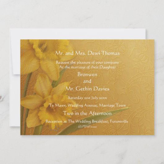 Blue Butterfly op Daffodils Invitation Card Kaart (Achterkant)