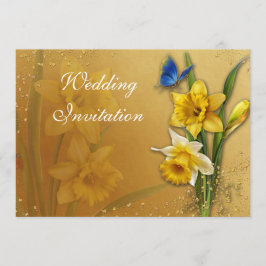 Blue Butterfly op Daffodils Invitation Card Kaart