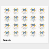Blue Butterfly Oranje Stippen Retouradres Ronde Sticker (Vel)