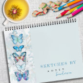 Blue Butterfly Panel Personalized Sketchbook Notitieboek