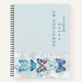 Blue Butterfly Panel Personalized Sketchbook Notitieboek (Voorkant)