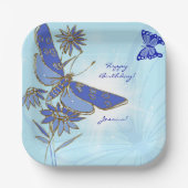 Blue Butterfly Papieren Bordje (Voorkant)