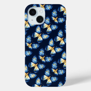 Blue Butterfly Patroon iPhone 15 Case