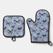 Blue Butterfly Patroon Ovenwant & Pannenlap Set (Voorkant)