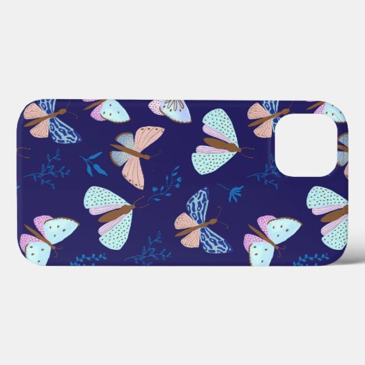 Blue Butterfly Patroon Telefoonhoes Case-Mate iPhone Case (Achterkant (horizontaal))