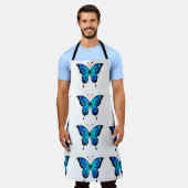 Blue Butterfly Pattern Keuken Schort (Gedragen)