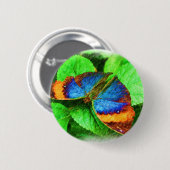 Blue Butterfly Pencil Art Button (Voorkant /achterkant)