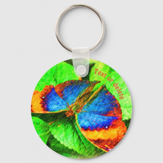 Blue Butterfly Pencil Speciaal gepersonaliseerd Sleutelhanger (Voorkant)