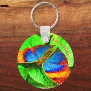 Blue Butterfly Pencil Speciaal gepersonaliseerd Sleutelhanger