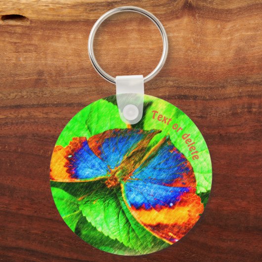 Blue Butterfly Pencil Speciaal gepersonaliseerd Sleutelhanger (Voorkant)