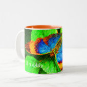 Blue Butterfly Pencil Speciaal gepersonaliseerd Tweekleurige Koffiemok (Voorkant links)