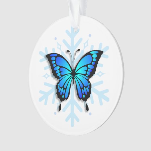 Blue Butterfly Persoonlijke Boodschap Kerst Keepsa Ornament (voorkant)