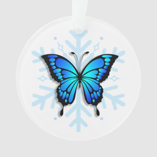 Blue Butterfly Persoonlijke Boodschap Kerst Keepsa Ornament (voorkant)