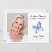 Blue Butterfly Photo begrafenismonument Bedankkaart (Voorkant)