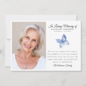 Blue Butterfly Photo begrafenismonument Bedankkaart (Voorkant)