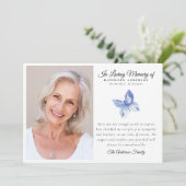 Blue Butterfly Photo begrafenismonument Bedankkaart (Staand voorkant)