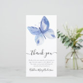 Blue Butterfly Photo Funeral Bedankkaart (Staand voorkant)