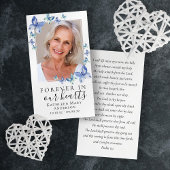 Blue Butterfly Photo Memorial Prayer Card Visitekaartje