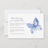 Blue Butterfly Photo Sympathy Begrafenismonument Bedankkaart (Voorkant)