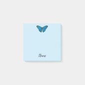 Blue Butterfly Post It Note Pad Persoonlijke naam (Voorkant)