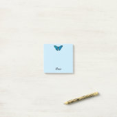 Blue Butterfly Post It Note Pad Persoonlijke naam (Op bureau)