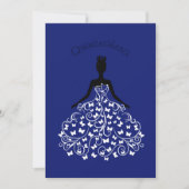 Blue Butterfly Quinceanera Ball Gown Uitnodiging (Voorkant)