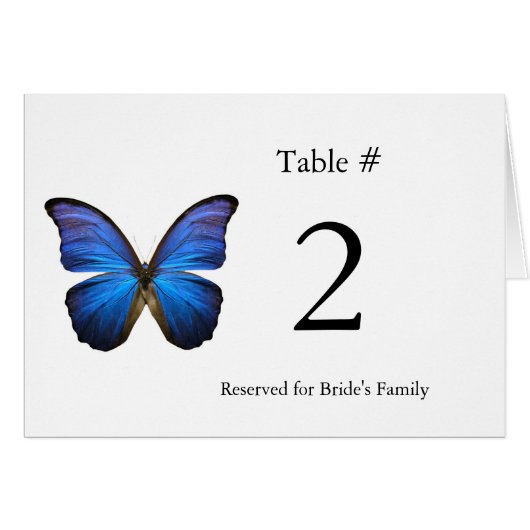 Blue Butterfly Reception Table Number (Voorkant Horizontaal)