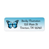 Blue Butterfly Return Address Label (Voorkant)