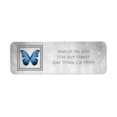 Blue Butterfly Return Address Label (Voorkant)