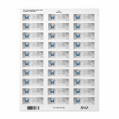 Blue Butterfly Return Address Label (Full Sheet)