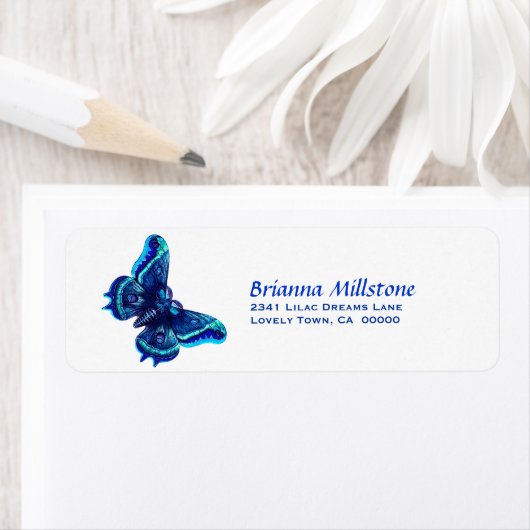 Blue Butterfly Return Address Label (Insitu)