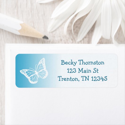 Blue Butterfly Return Address Label (Insitu)