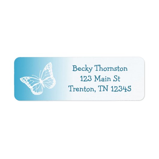 Blue Butterfly Return Address Label (Voorkant)