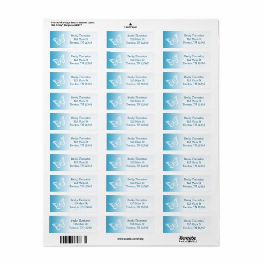 Blue Butterfly Return Address Label (Full Sheet)