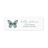 Blue Butterfly Return Address Label (Voorkant)