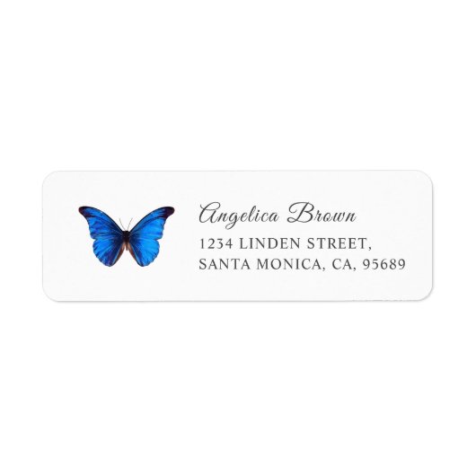 Blue Butterfly Return Address Label (Voorkant)