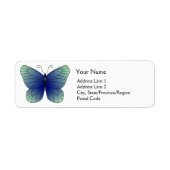 Blue Butterfly Return Address Labels (Voorkant)