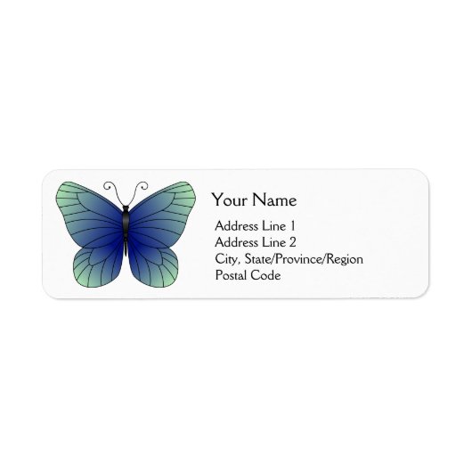 Blue Butterfly Return Address Labels (Voorkant)