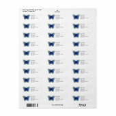 Blue Butterfly Return Address Labels (Full Sheet)