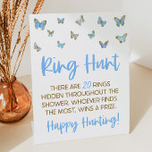 Blue Butterfly Ring Hunt Vrijgezellenfeest Game Pe Reclamebord Met Voetstuk