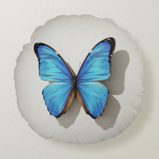 Blue Butterfly Round Pillow Nature Inspired Decor Rond Kussen