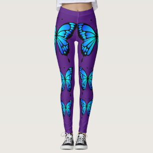 Blue Butterfly Royal Paarse Lila Trendy Leggings
