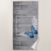Blue Butterfly Rustic Beach Towel Strandlaken (Voorkant)