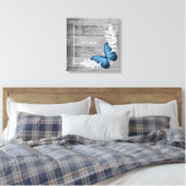 Blue Butterfly Rustic Canvas Afdruk (Insitu (Slaapkamer))