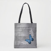 Blue Butterfly Rustic Canvas tas op maat (Voorkant)
