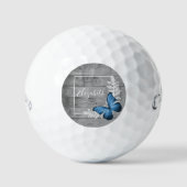 Blue Butterfly Rustic Golf Balls Golfballen (Voorkant)