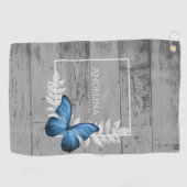 Blue Butterfly Rustic Golf Towel Golfhanddoek (Horizontaal)
