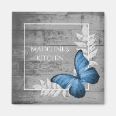 Blue Butterfly Rustic Magnet (Voorkant)