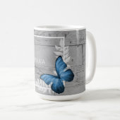 Blue Butterfly Rustic Personal Coffee Mok (Voorkant rechts)